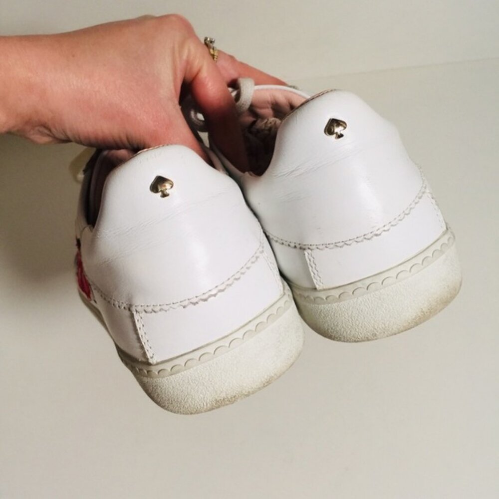 Kate Spade Everhart Embroidered Floral Leather White Shoes Size 10.5 - Picture 4 of 9